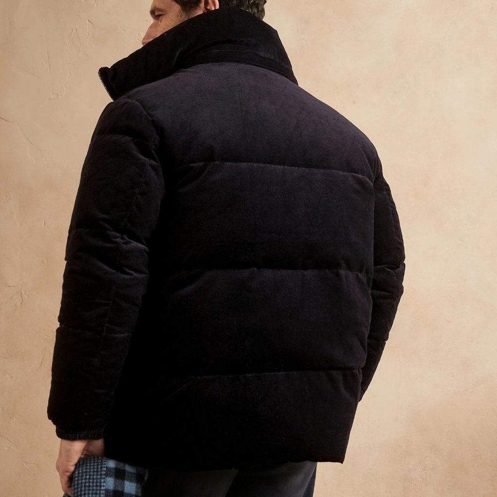Banana Republic Corduroy Puffer Coat size XXL Navy - Picture 3 of 6